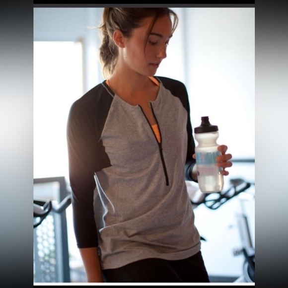 Lululemon 3/4 arm zip pullover spincity colorblock fitted gym run athletic comfy - Picture 1 of 5